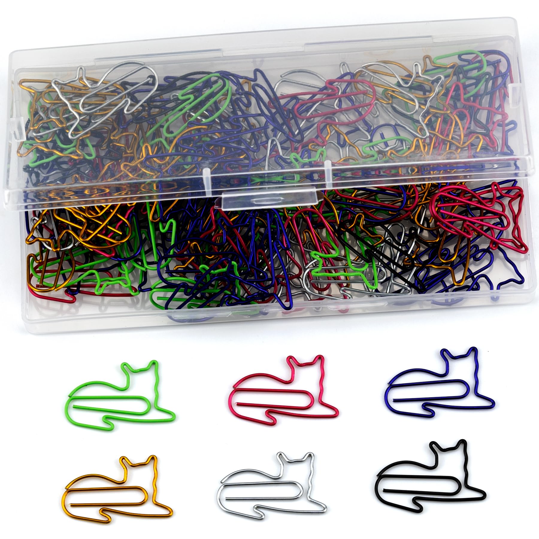 100 Pcs Cat Paper Clips Assorted Colors Animal Shaped Memo Clips Bookmark For Kids, Students, Teachers Cute Metal Paper Clips Fo